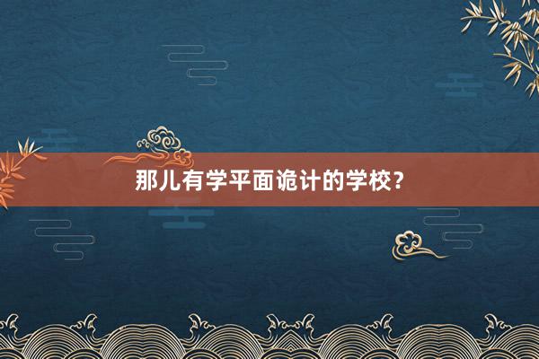 那儿有学平面诡计的学校？