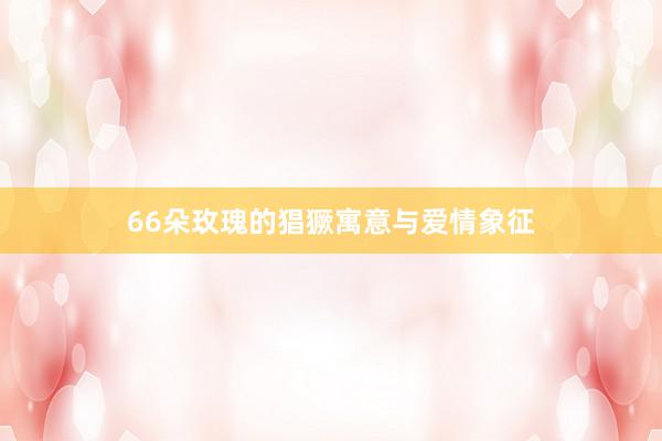 66朵玫瑰的猖獗寓意与爱情象征
