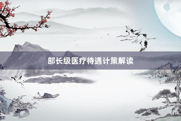 部长级医疗待遇计策解读
